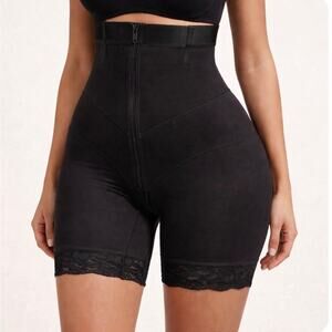 Nicolette High Waist Shapewear Girdle Short 2XL Black Front Zip Firm Control NEW